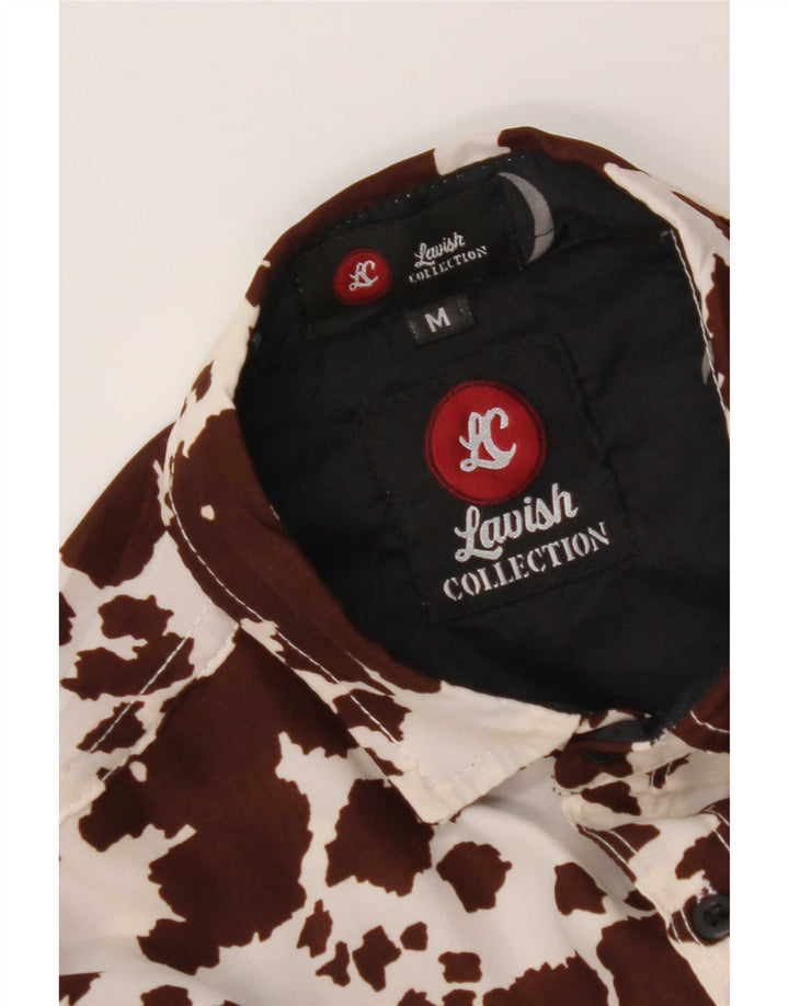 Cămașă Vintage pentru bărbați cu model abstract, maro mediu, imprimeu animal