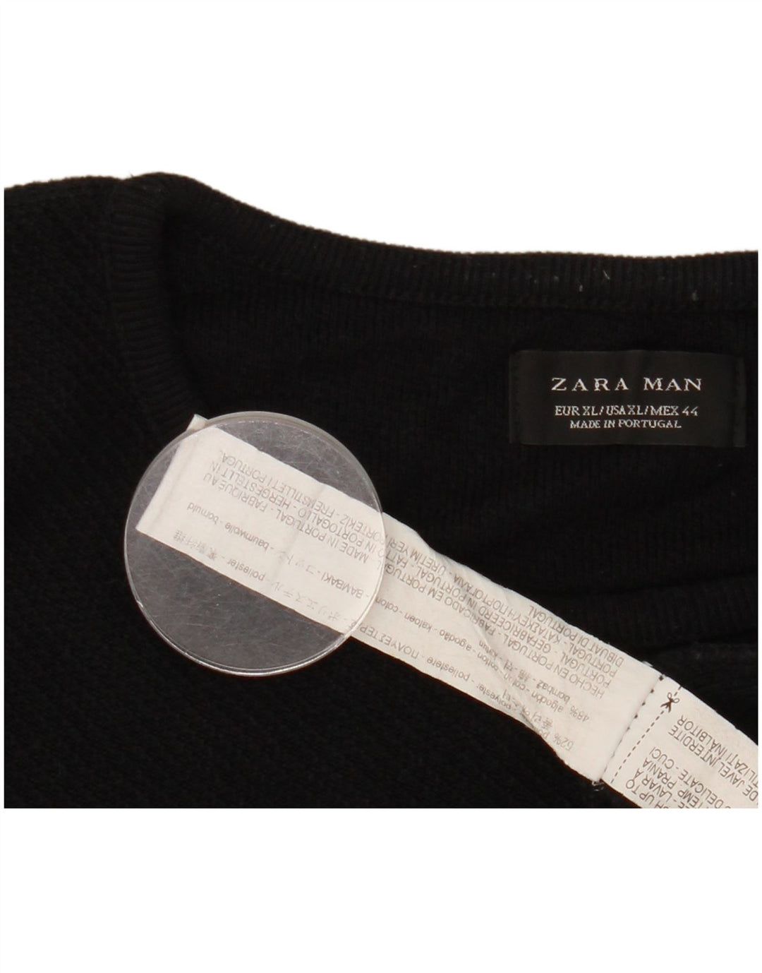 Pulover pentru bărbați Zara, cu decolteu, XL, poliester negru