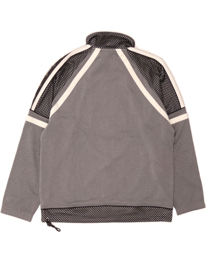 ASICS Mens Graphic Tracksuit Top Jacket Small Grey Colourblock Polyester Vintage Asics and Second-Hand Asics from Messina Hembry 