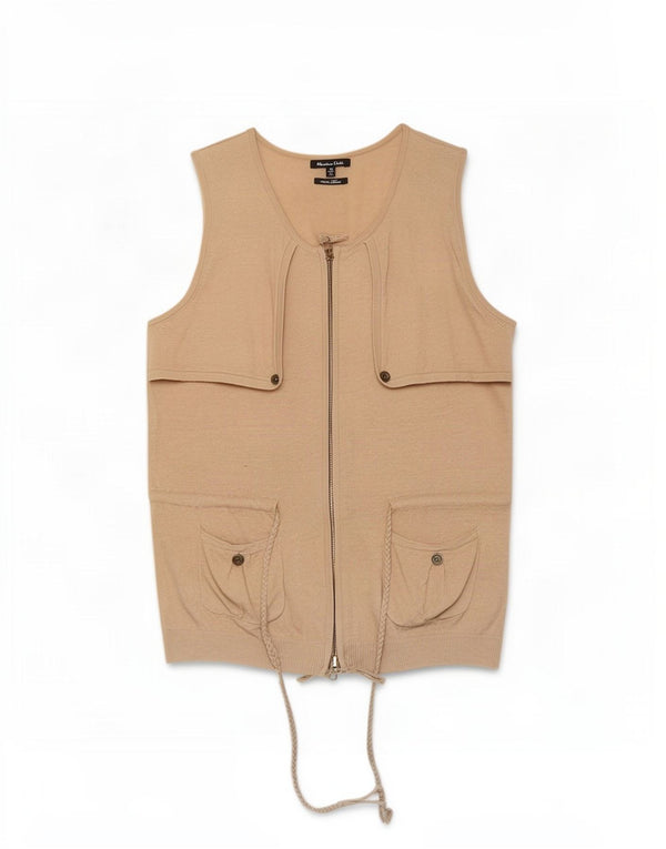 Pulover cardigan fără mâneci pentru femei Massimo Dutti UK 12 in bej mediu