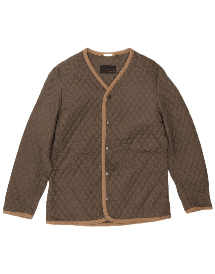 Jachetă matlasată pentru bărbați Zara UK 38 Medium Khaki Nylon