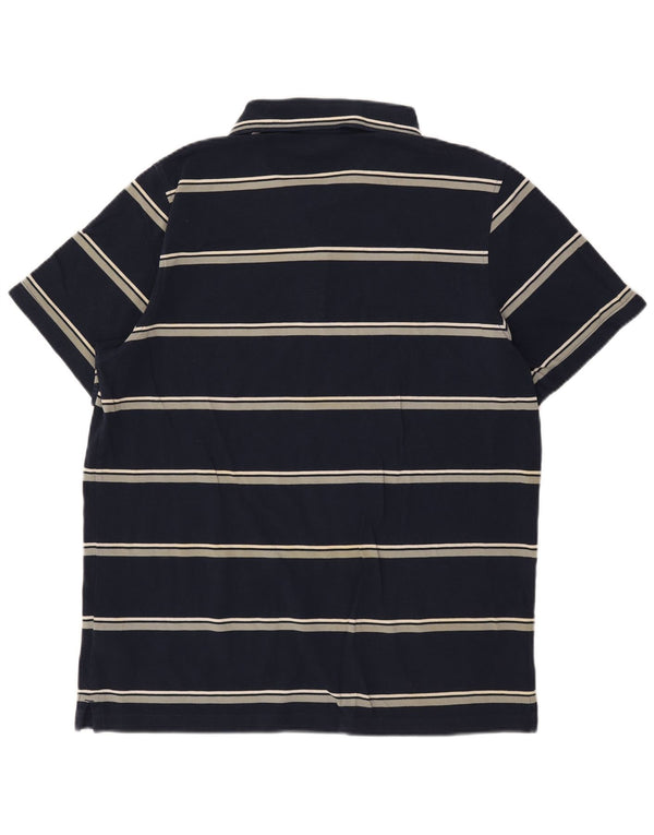 Tricou polo pentru bărbați Reebok, mare, albastru, bumbac cu dungi