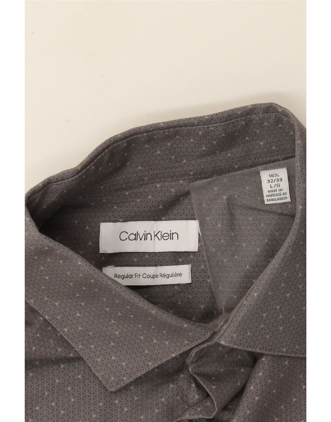 Cămașă Calvin Klein pentru bărbați, cu formă regulată, mărimea 16 1/2 mare, bumbac cu pete gri
