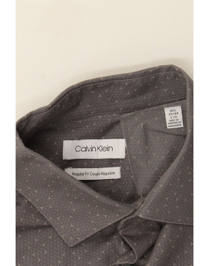 Cămașă Calvin Klein pentru bărbați, cu formă regulată, mărimea 16 1/2 mare, bumbac cu pete gri