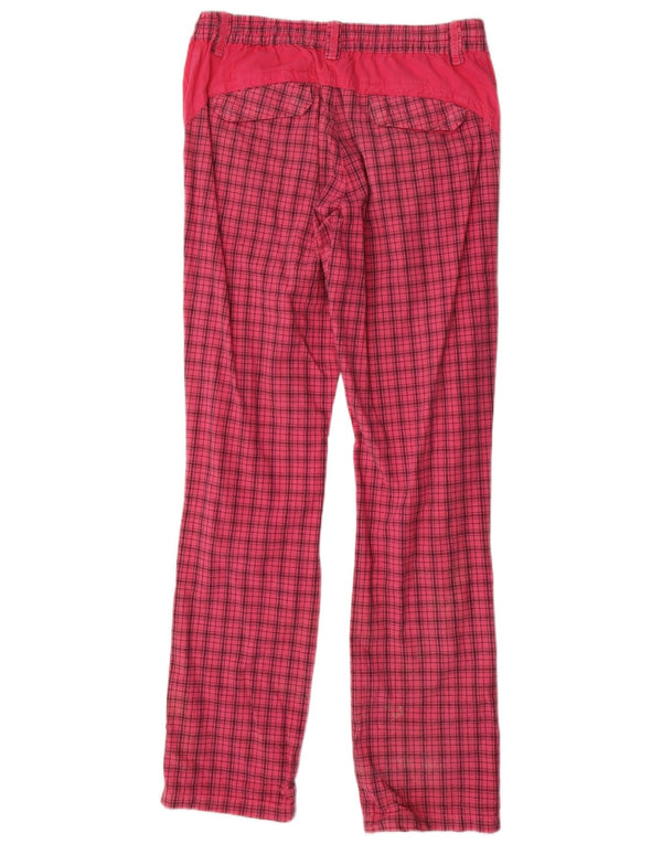 Pantaloni casual drepti pentru femei Think Pink L30 L33 Bumbac cu carouri roz