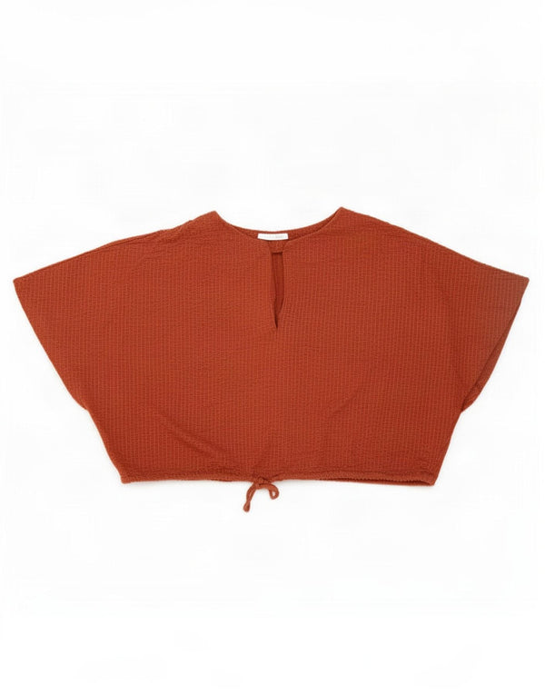 Bluză supradimensionată pentru femei Trafaluc Crop Zara UK 14 Bumbac maro mediu