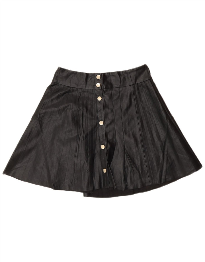 Fusta mini din piele artificială Zara pentru femei Mic W26 Poliester negru