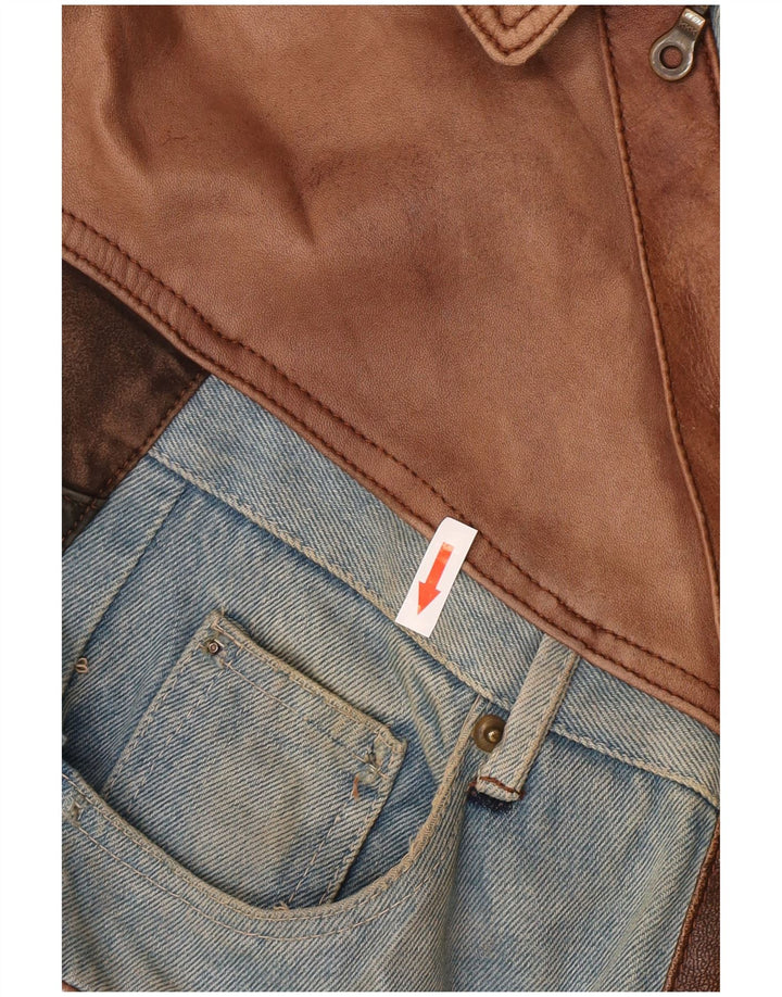 Jachetă din piele vintage pentru bărbați, UK 42 XL, maro, mozaic