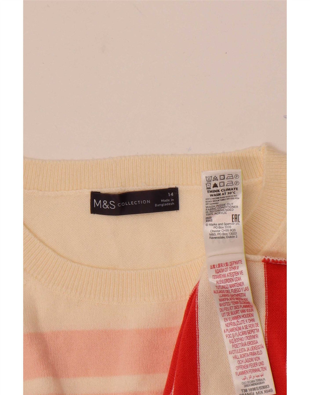 Pulover pentru femei Marks & Spencer cu gâtul cu barca UK 14 Medium Off White
