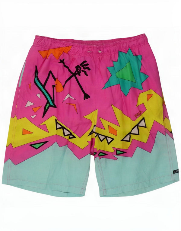 Fila Mens Swimming Shorts Large Multicoloured Geometric