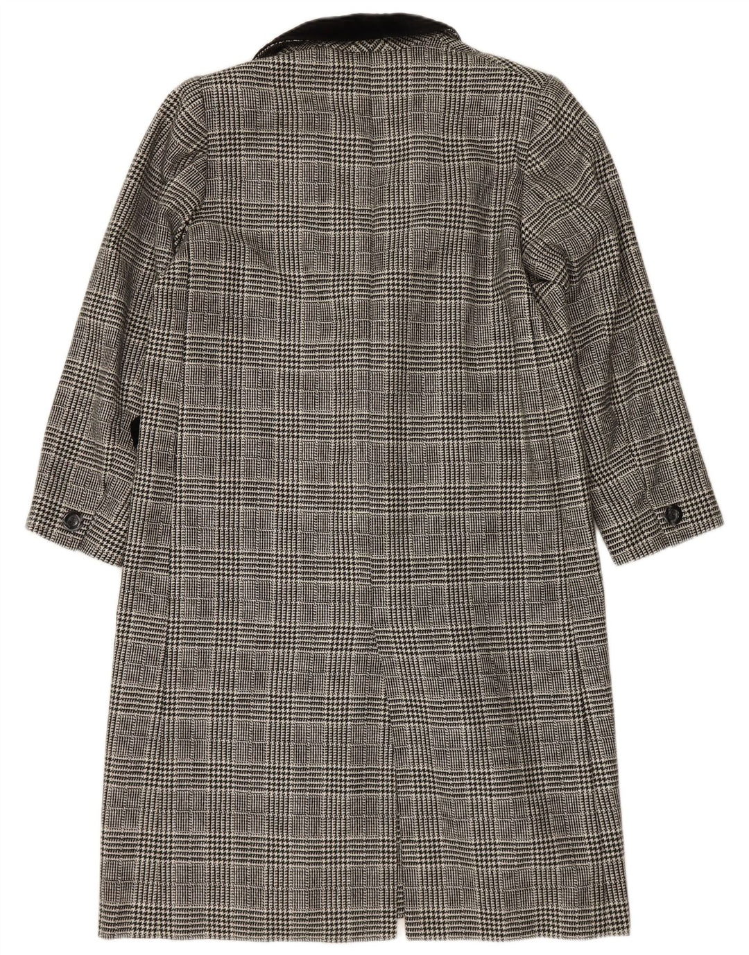 VINTAGE Womens Overcoat UK 14 Large Grey Houndstooth
