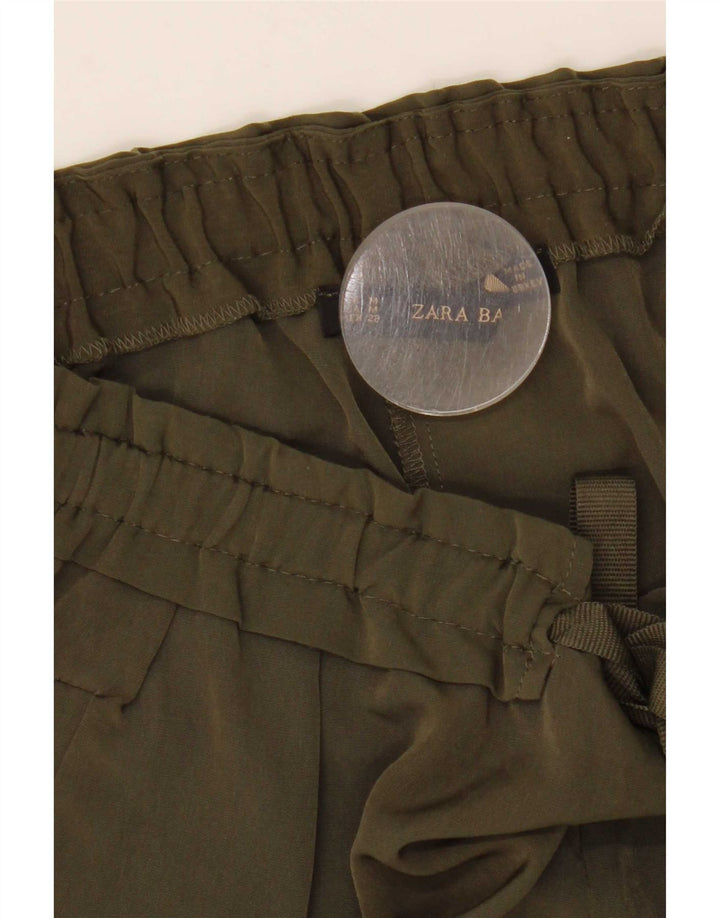 Pantaloni casual conici pentru femei Zara Mediu L28 L27 Kaki Poliester