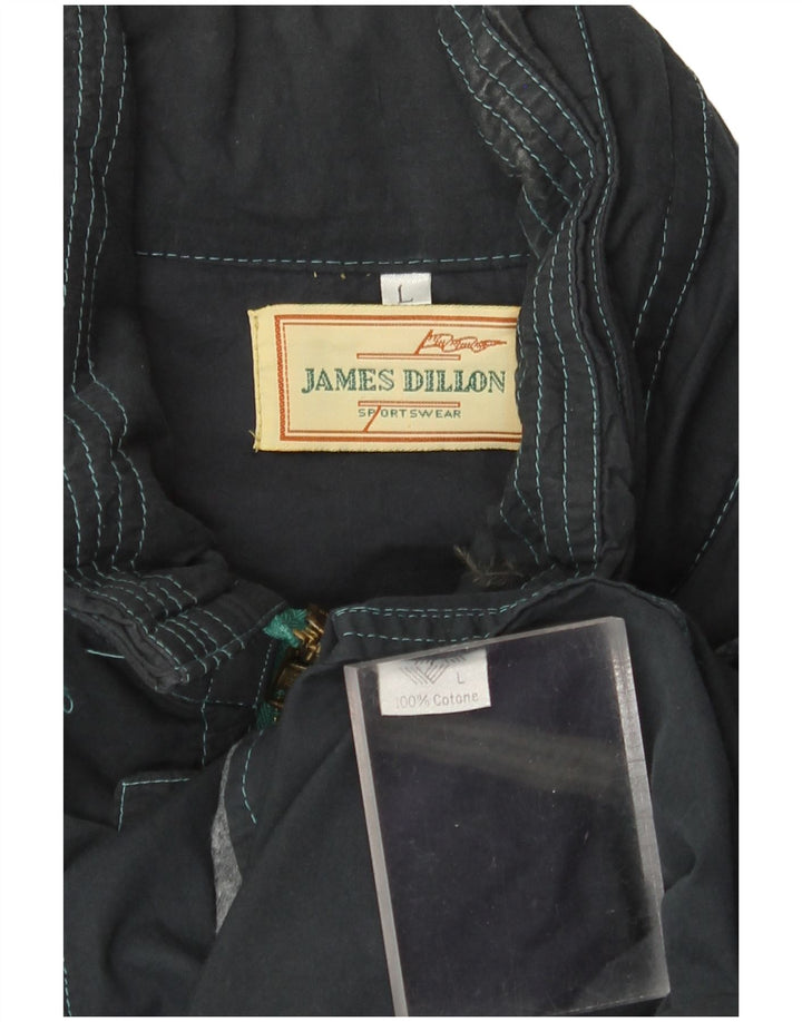 JAMES DILLON Mens Hooded Utility Jacket UK 40 Large Navy Blue Cotton