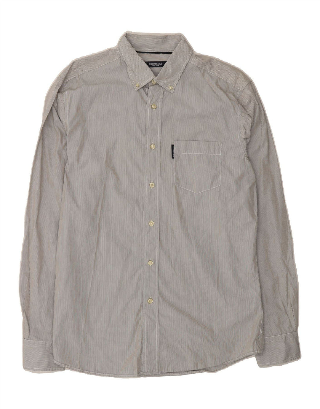 NORTH SAILS Mens Shirt Large Grey Pinstripe Cotton Vintage North Sails and Second-Hand North Sails from Messina Hembry 