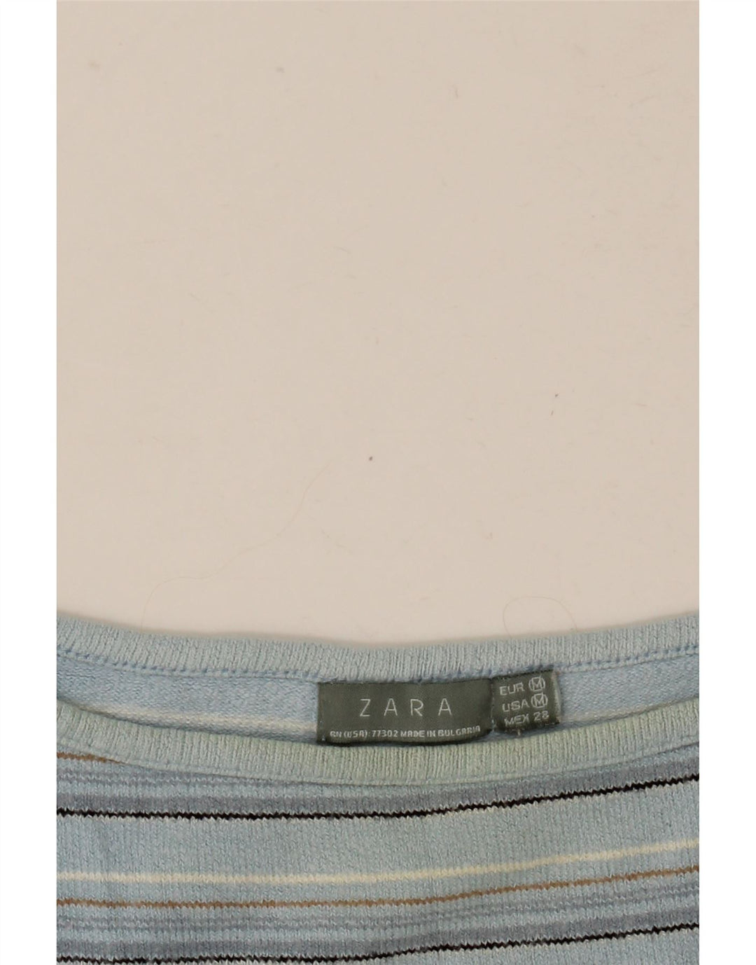 Crop Top pentru femei Zara mânecă 3/4 UK 12 Medium Blue Striped