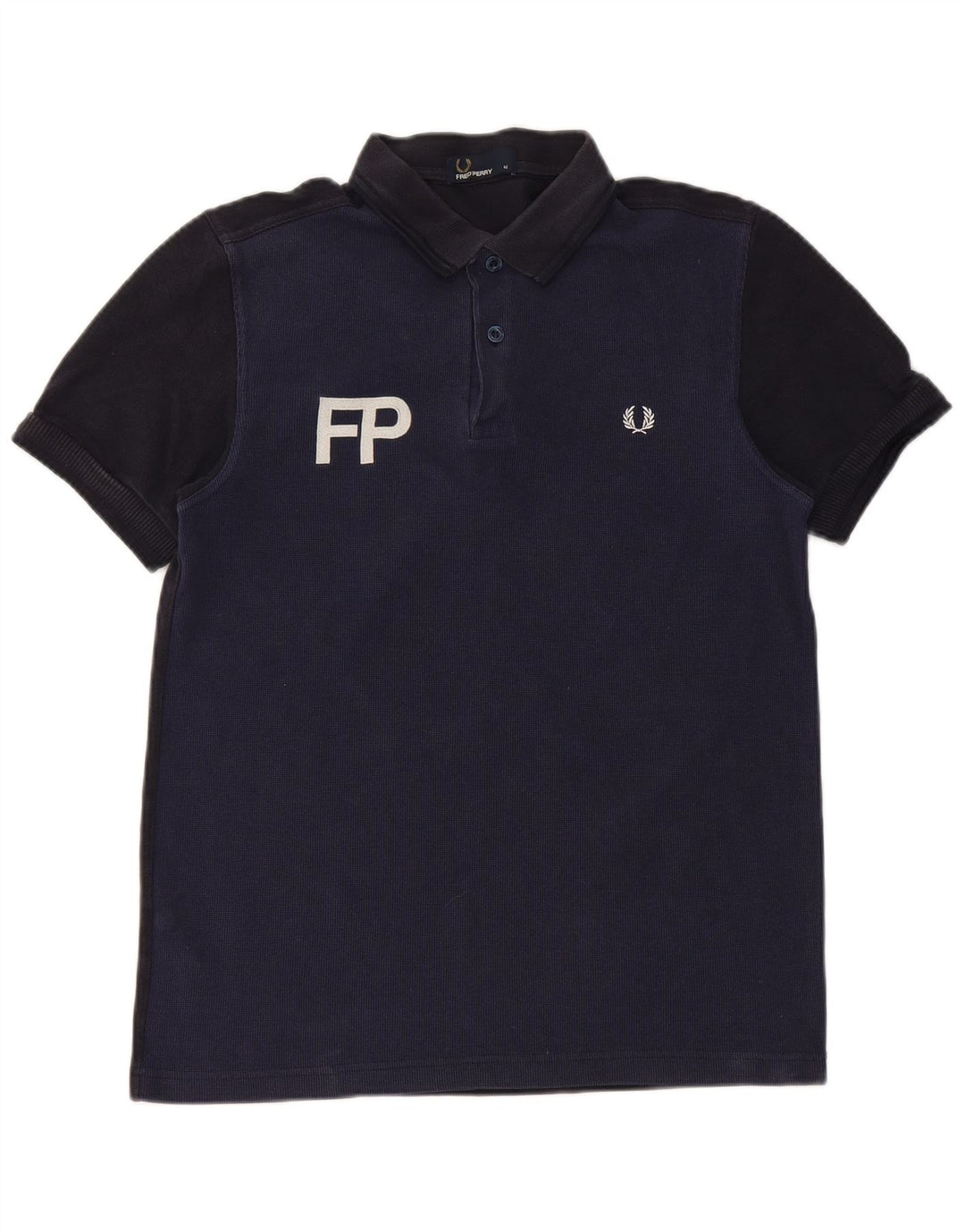Cămașă polo cu grafică Fred Perry pentru bărbați, bumbac color block, albastru bleumarin mediu