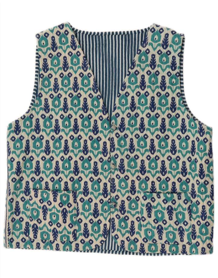 Vestă vintage pentru femei UK 14 Medium Blue Floral
