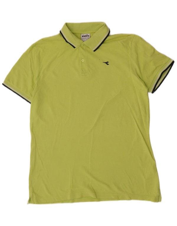 Tricou polo pentru bărbați Diadora XL, bumbac cu dungi verzi