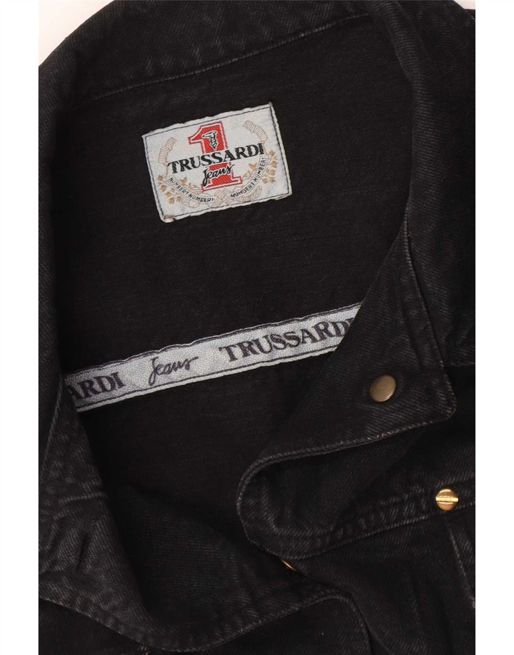 Jachetă Trussardi Crop Denim pentru femei UK 12 Medium Black