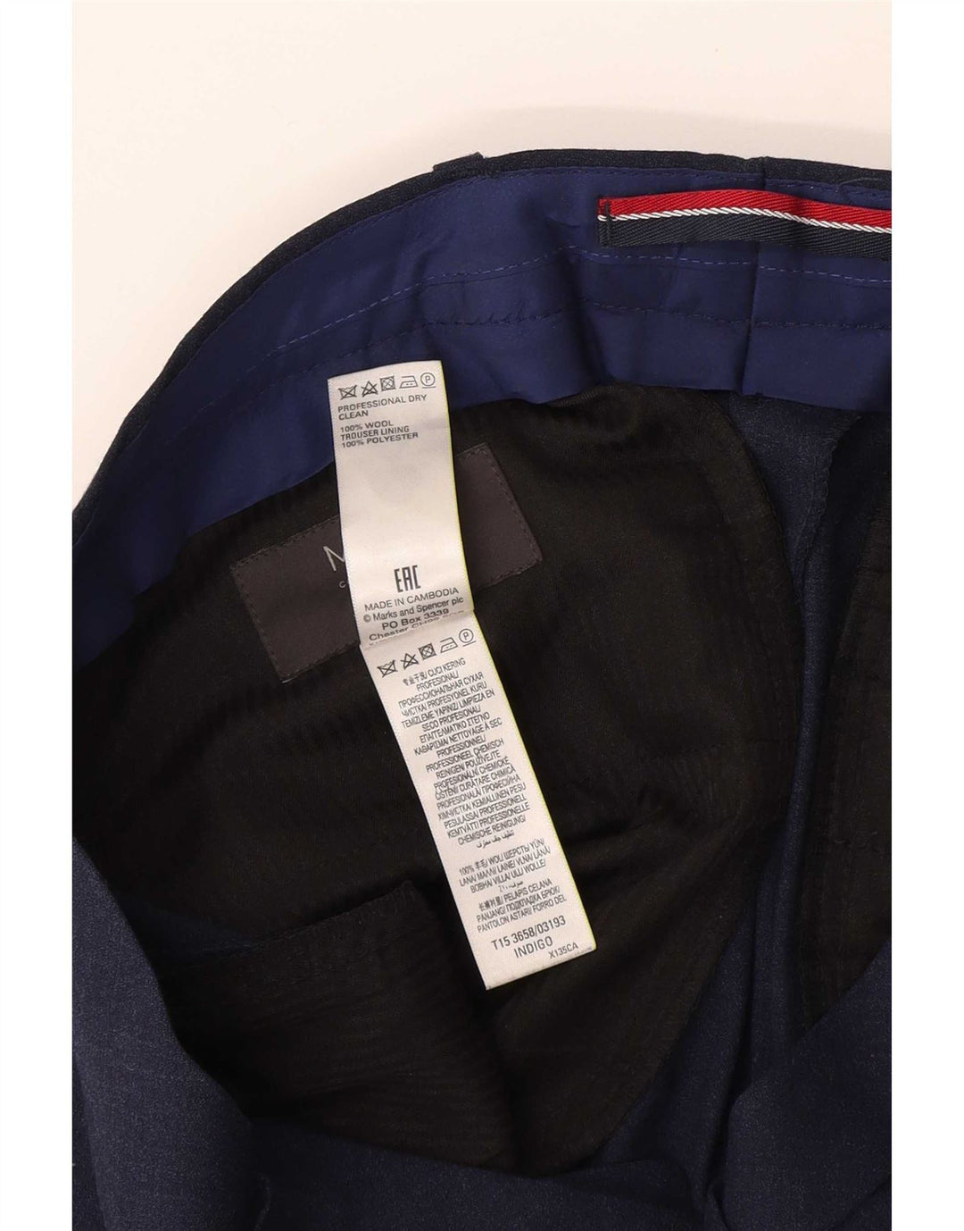 Pantaloni de costum slim pentru bărbați Marks & Spencer L32 L31 Lână bleumarin