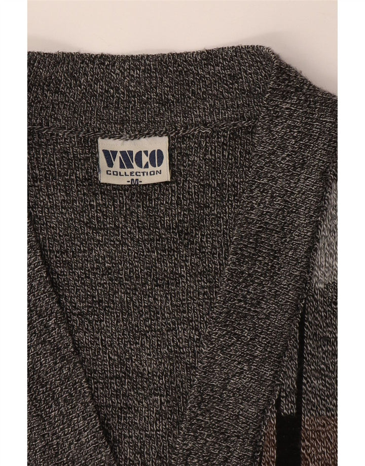 Cardigan vintage fără mâneci pentru bărbați, gri mediu, geometric acrilic