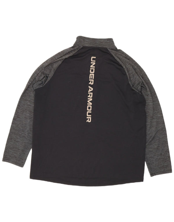 Under Armour pentru bărbați, cu fermoar și gât, top grafic cu mânecă lungă, mare, negru, sport