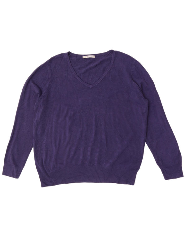 Pulover pentru femei Marks & Spencer cu decolteu în V UK 20 2XL Bleumarin Acrilic
