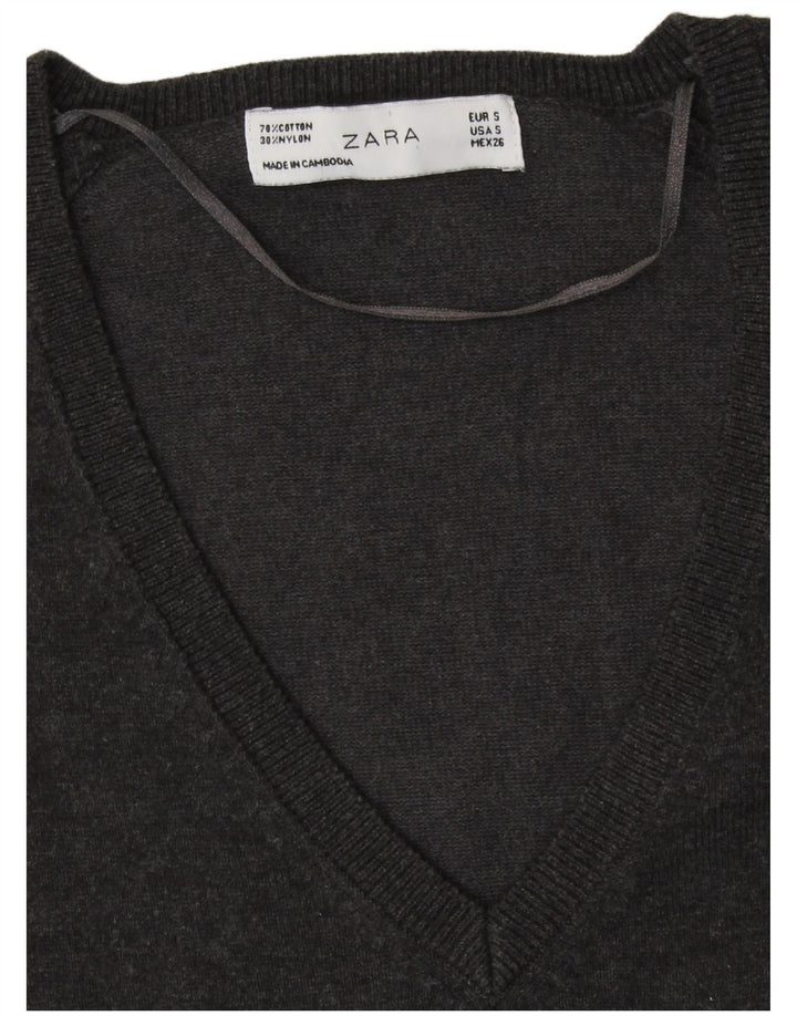 Pulover cu decolteu în V ZARA pentru femei UK 10 Mic gri