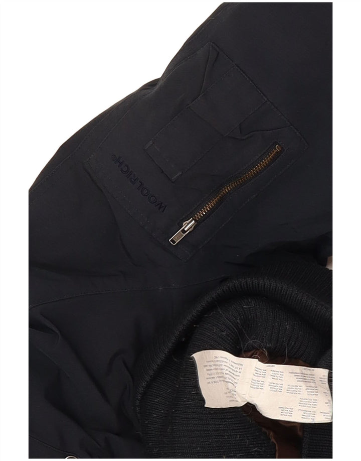 Jachetă căptușită cu glugă Woolrich pentru femei UK 12 Medium bleumarin bumbac