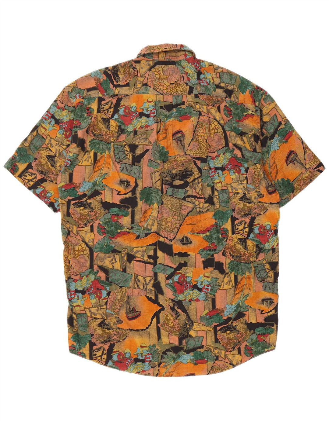 Cămașă cu mânecă scurtă cu model abstract pentru bărbați de epocă, mică, multicoloră