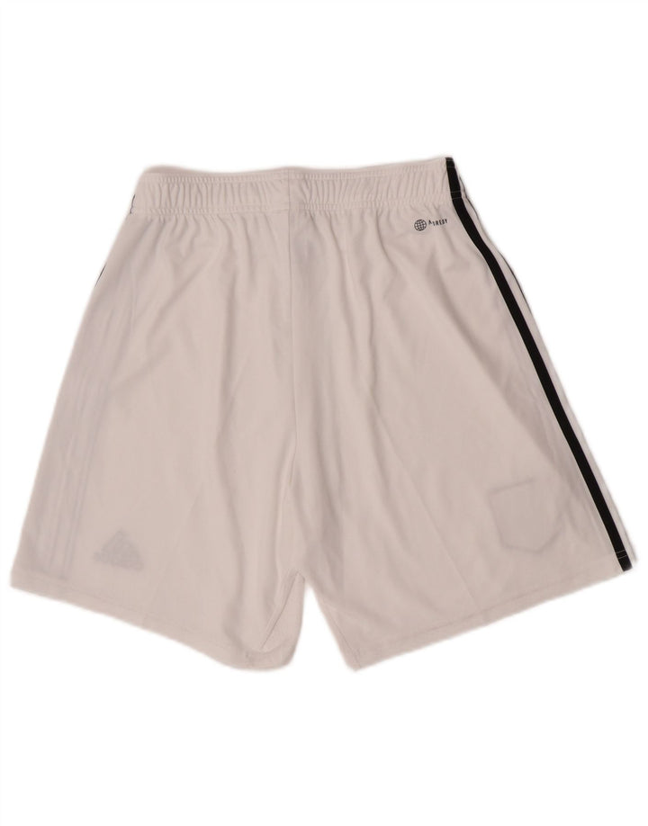 Pantaloni scurți sport pentru bărbați Adidas Manchester United, poliester alb mediu