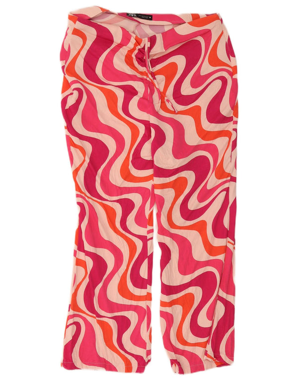 Pantaloni tăiați cu talie înaltă pentru femei Zara XL W32 L24 roz