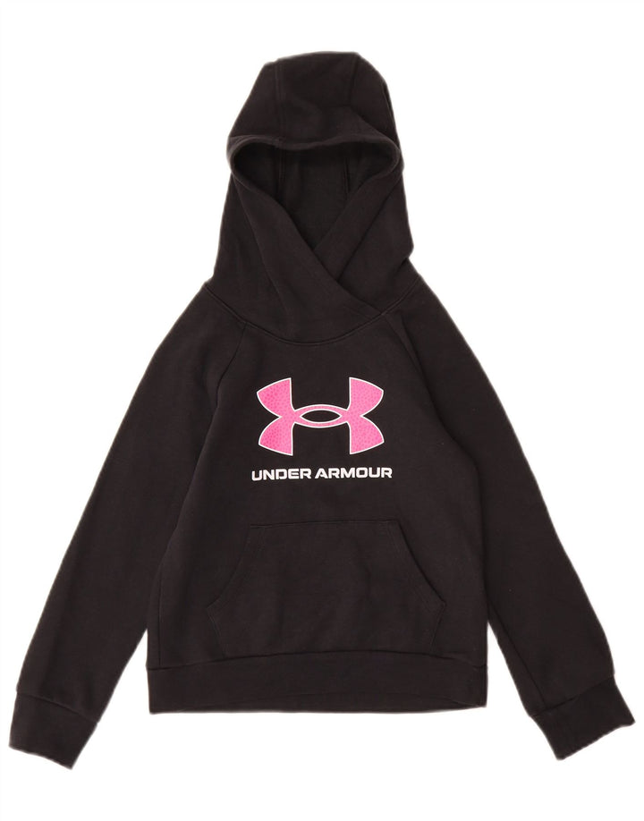 Pulover cu capota grafic pentru fete UNDER ARMOUR 7-8 ani mic bumbac negru