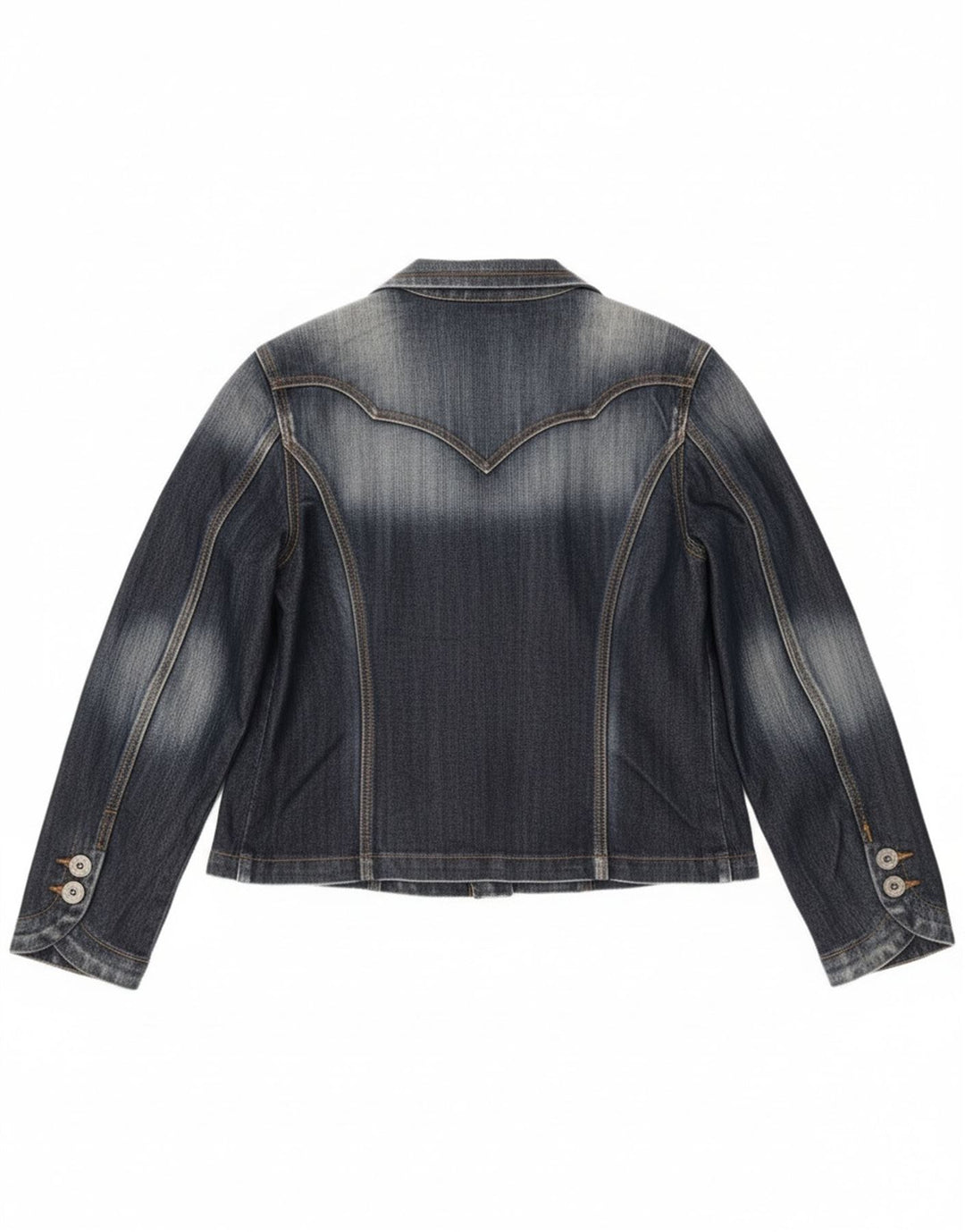 Jachetă vintage pentru femei din denim cu 2 nasturi, UK 14, albastru bleumarin mediu