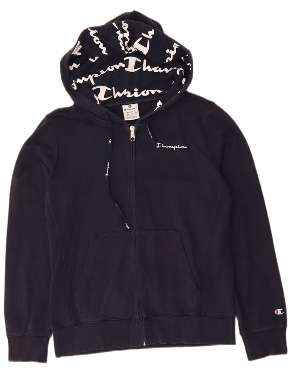 Pulover pentru femei CHAMPION, cu fermoar, UK 14, bumbac, albastru bleumarin mediu