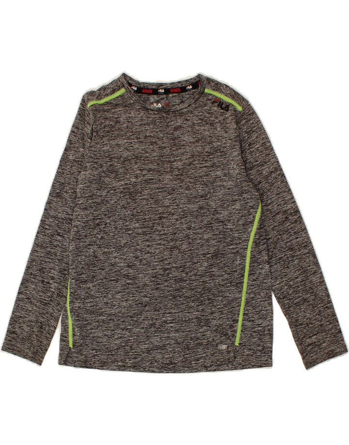 FILA Boys Top Long Sleeve 7-8 Years Grey Flecked Vintage Fila and Second-Hand Fila from Messina Hembry 