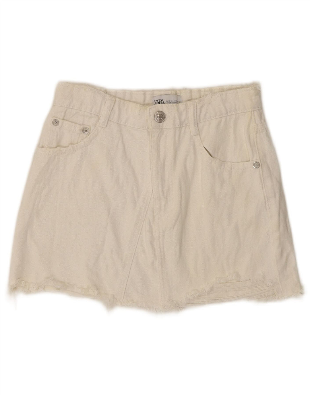 Pantaloni scurți din denim pentru femei Zara Mici W26 Alb