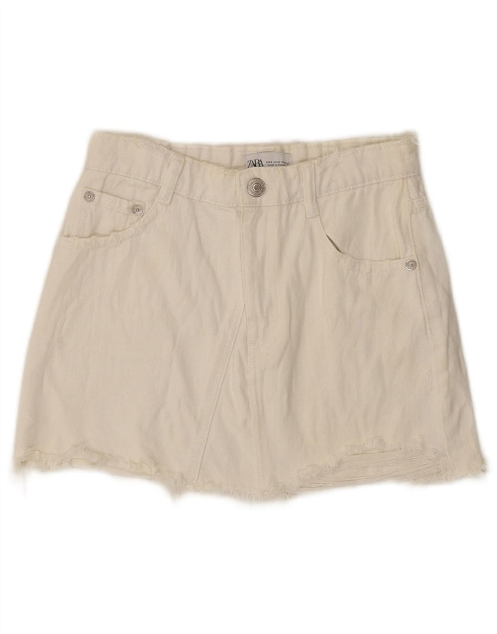 Pantaloni scurți din denim pentru femei Zara Mici W26 Alb