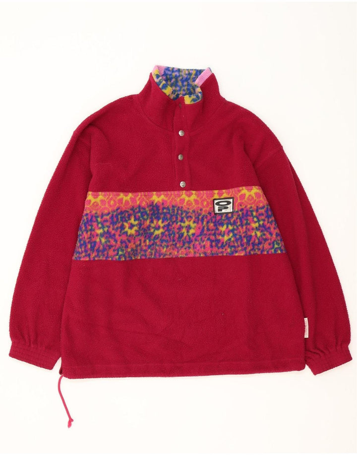 Pulover vintage pentru bărbați, cu gât cu nasturi, din lână, poliester geometric mare, roz