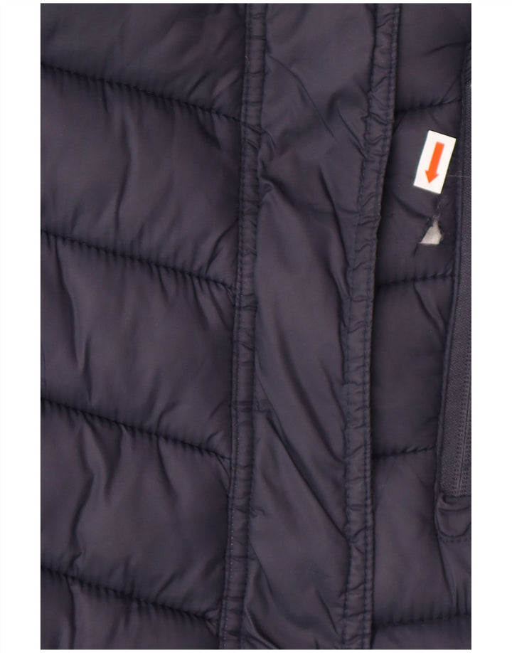 SUPERDRY Palton căptușit cu glugă pentru femei UK 14 Mediu Nailon bleumarin