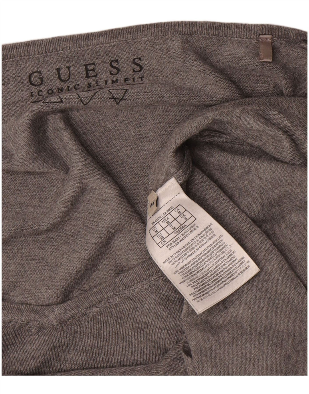Pulover cu decolteu în V cu grafic supradimensionat Guess pentru femei UK 8 mic gri