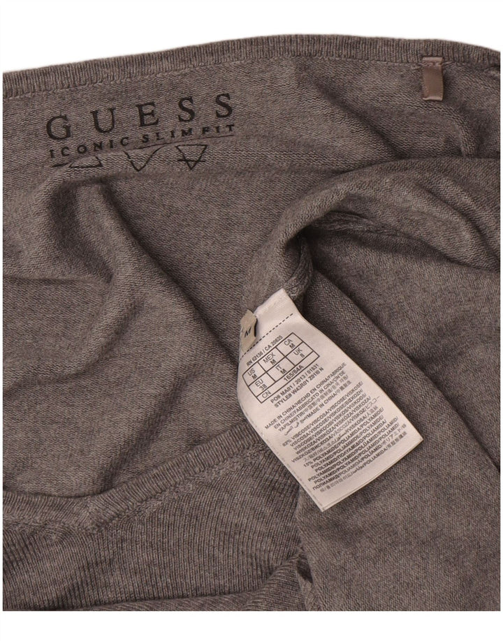 Pulover cu decolteu în V cu grafic supradimensionat Guess pentru femei UK 8 mic gri