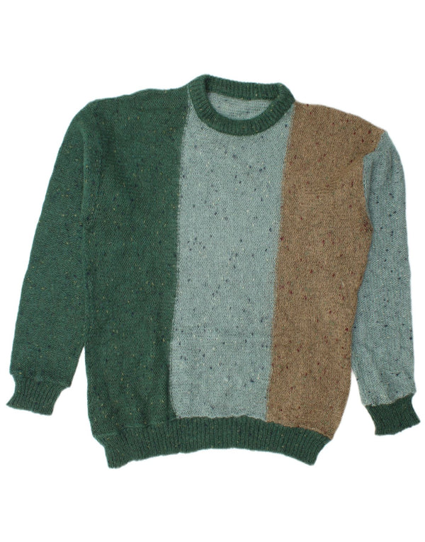 Pulover vintage pentru bărbați cu gât roșu IT 54 XL din lână cu pete multicolore