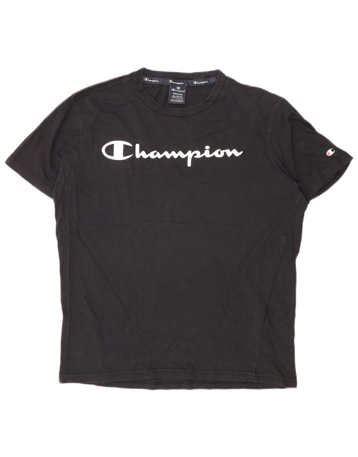 Tricou grafic Champion pentru bărbați Top mediu din bumbac negru