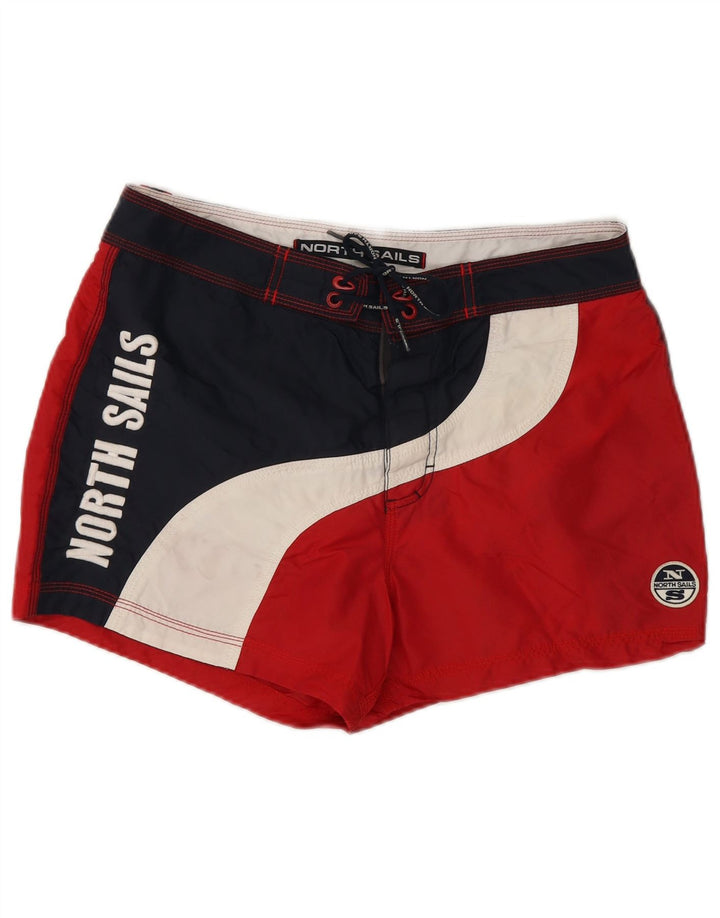 Pantaloni scurți de înot North Sails pentru bărbați, roșii mici, poliamidă color bloc