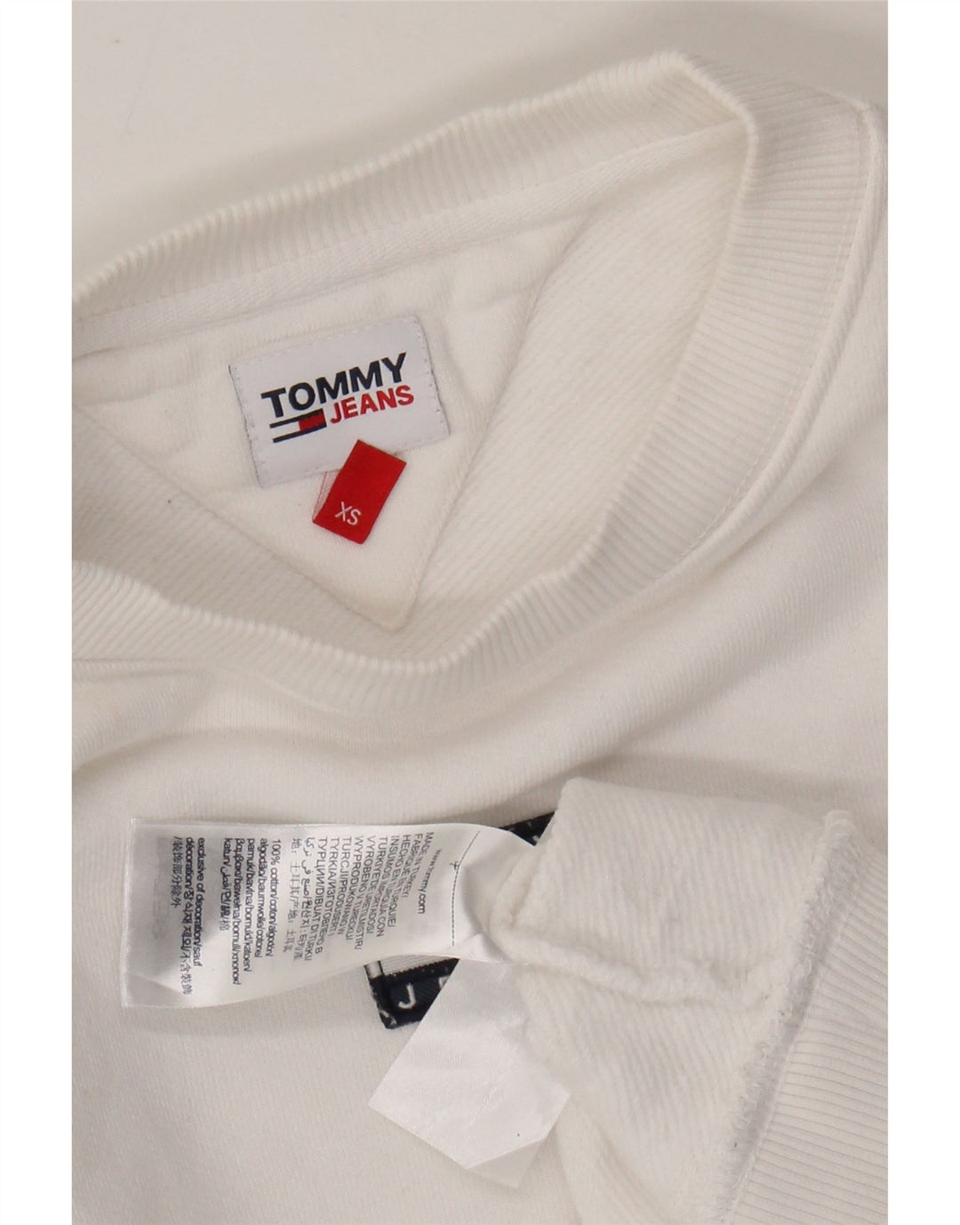 TOMMY HILFIGER Pulover oversize Crop pentru femei UK 6 XS Alb