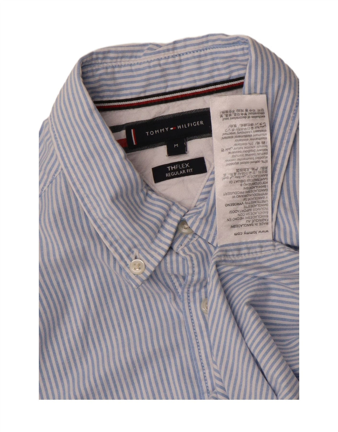 Cămașă TOMMY HILFIGER pentru bărbați, cu tăiere obișnuită, din bumbac cu dungi albastre medii