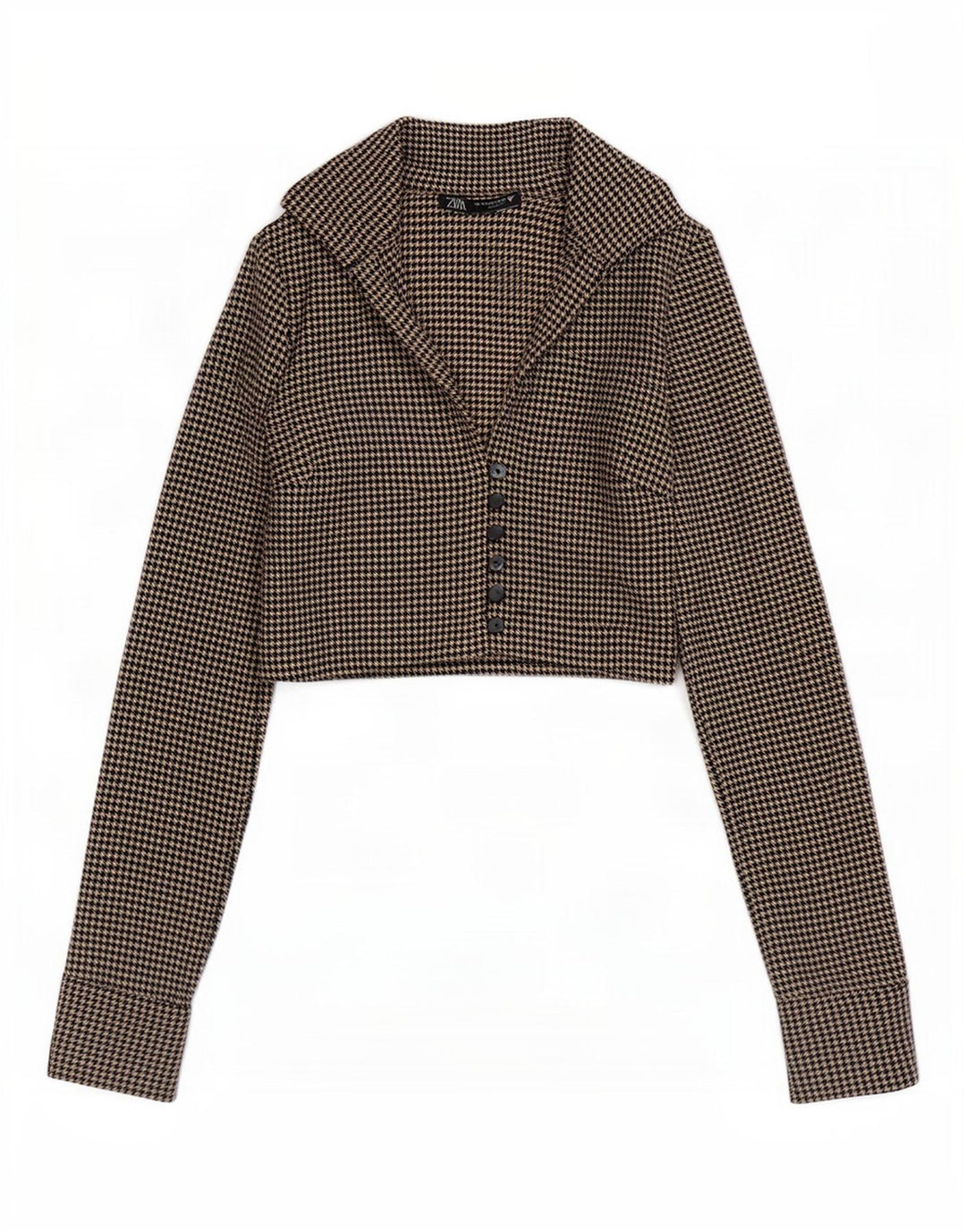Bluză Cămașă Crop pentru Damă Zara UK 6 XS Maro Poliester cu picioare de găină