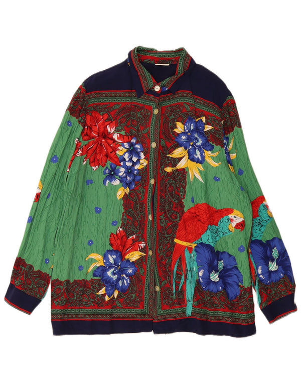 Bluză pentru femei vintage cămașă UK 16 mare, multicoloră, florală