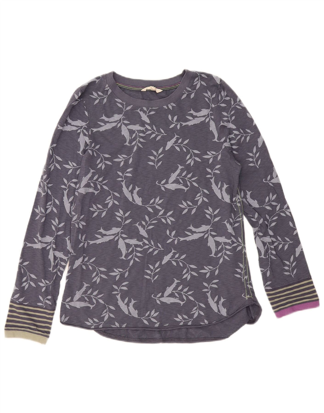 White Stuff Top pentru femei cu mânecă lungă UK 12 Medium Gri Floral Bumbac